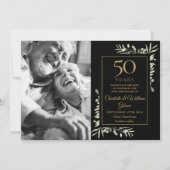 Save The Date 50e anniversaire Mariage de verdure Black Gold Pho (Devant)