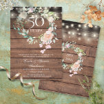 Save The Date 50e anniversaire Rustic Floral String lumières<br><div class="desc">Doté d'une délicate aquarelle fleurie et de jolis lampes à cordes sur un arrière - plan rustique de panneaux de bois, cet élégant 50e anniversaire mariage enregistrer la date invitation peut être personnalisée avec votre spécial enregistrer les informations de date. Au verso, une guirlande fleurie assortie encadre vos dates d'anniversaire...</div>