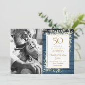 Save The Date 50e anniversaire Rustic Lights Green Photo (Debout devant)