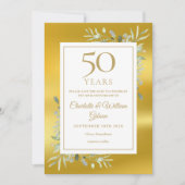 Save The Date 50e Wedding Anniversary Greenery Gold Foil (Devant)