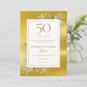 Save The Date 50e Wedding Anniversary Greenery Gold Foil (Debout devant)