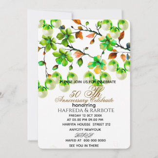 Save The Date 50th Anniversary Invitation, Greenery Wedding Anni