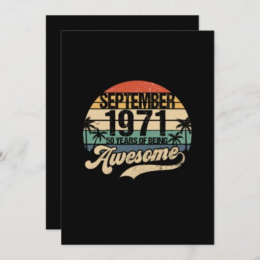 Save The Date 50th Birthday 50 Year Old Awesome Since September (Devant / Derrière)