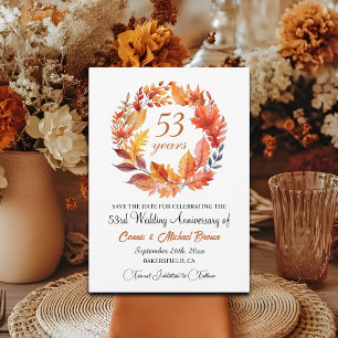 Save The Date 53e anniversaire de Mariage Élégant automne floral