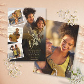 Save The Date 5 Photo Collage Mariage Gold Script