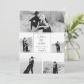 Save The Date 5 Photo Collage Monochrome Noir et Blanc Mariage (Debout devant)