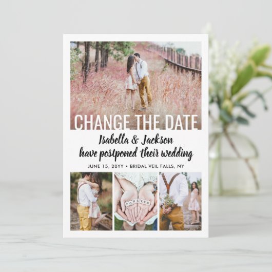 Save The Date 5 Photo Moderne Minimale Mariage Postpone | Modifi (Debout devant)