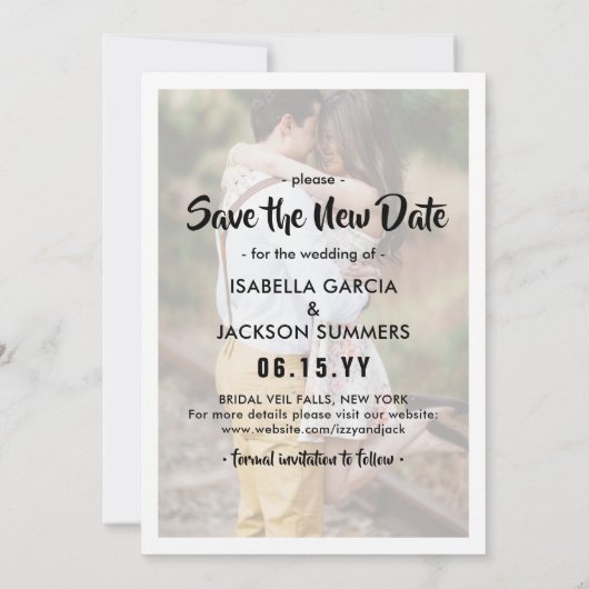 Save The Date 5 Photo Moderne Minimale Mariage Postpone | Modifi (Dos)