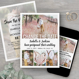 Save The Date 5 Photo Moderne Minimale Mariage Postpone Modifi