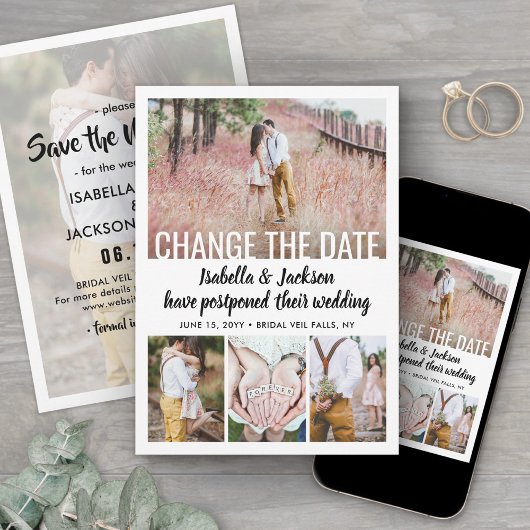 Save The Date 5 Photo Moderne Minimale Mariage Postpone | Modifi