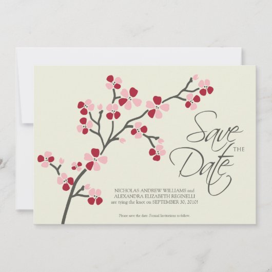 Save The Date 5X7 Cherry Blossom Designer Enregistrer la date 2 (Devant)