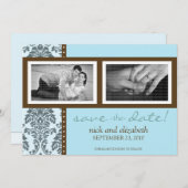 Save The Date 5X7 Chocolat Turquoise baroque à deux photos Enreg (Devant / Derrière)