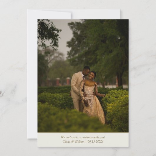 Save The Date 5x7 Photo Tropical Peacock Palm Mariage (Dos)