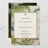 Save The Date 5x7 Photo Tropical Peacock Palm Mariage (Devant / Derrière)