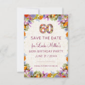 Save The Date 60e anniversaire - Design floral lin (Devant)