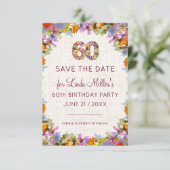 Save The Date 60e anniversaire - Design floral lin (Debout devant)