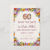 Save The Date 60e anniversaire - Design floral lin (Devant / Derrière)
