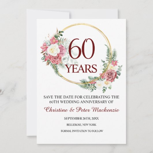 Save The Date 60e anniversaire du Mariage Diamond (Devant)
