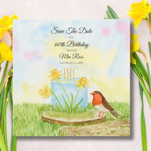 Save The Date 60e verjaardag Robin Narcis Cake