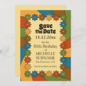 Save The Date 60s Inspired Birthday Party for Retro Enthusiasts  (Devant / Derrière)