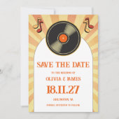 Save The Date 60s Retro Orange Music Vinyl Super Mariage (Devant)