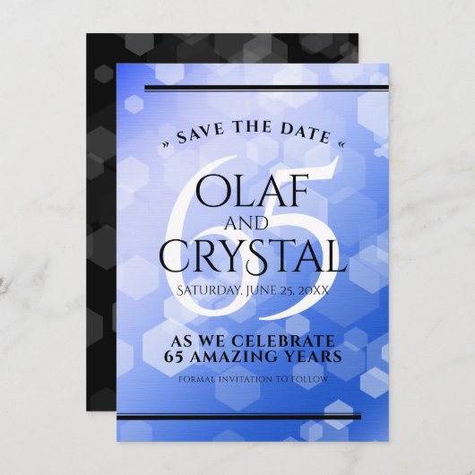 Save The Date 65e anniversaire de l'élégant Mariage Blue Sapphir (Devant / Derrière)