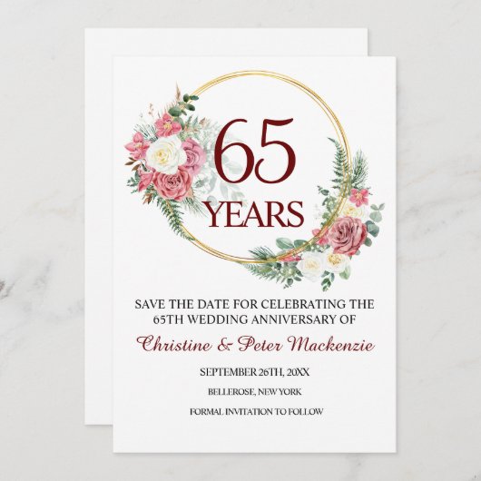 Save The Date 65e anniversaire du Mariage Blue Sapphire (Devant / Derrière)