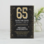 Save The Date 65e anniversaire noir moderne (Debout devant)