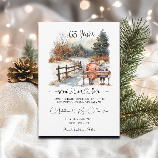 Save The Date 65th Wedding Anniversary Winter Landscape Romantic