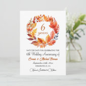 Save The Date 6e anniversaire Mariage Élégant automne floral (Debout devant)