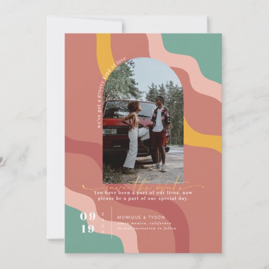 Save The Date 70 ans rétro | Arch Photo Enregistrer la date (Devant)