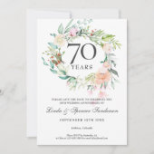Save The Date 70e anniversaire de Mariage Rose Floral Garland (Devant)