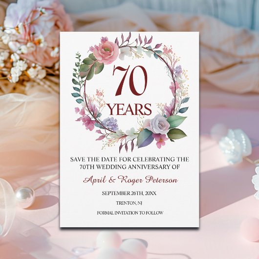 Save The Date 70e anniversaire du Mariage Platinum