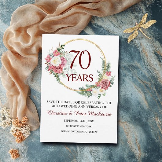 Save The Date 70e anniversaire du Mariage Platinum