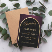 Save The Date 70e anniversaire noir bordeaux or arc