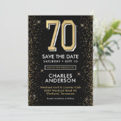 Save The Date 70e anniversaire noir moderne (Debout devant)