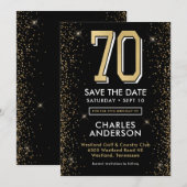 Save The Date 70e anniversaire noir moderne (Devant / Derrière)