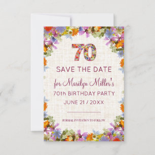 Save The Date 70e fête d'anniversaire - Linen Bright Floral Desi