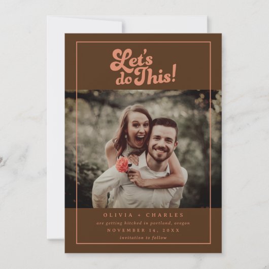 Save The Date 70s Rétro Let's Do This Photo Enregistrer la date (Devant)