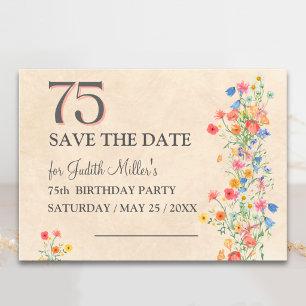 Save The Date 75e anniversaire élégant - Conception de fleurs sa