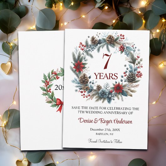 Save The Date 7e anniversaire Mariage hiver