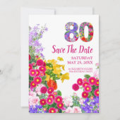 Save The Date 80e anniversaire floral moderne Enregistrer la car (Devant)