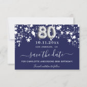 Save The Date 80e anniversaire marine bleu blanc étoiles (Devant)