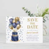 Save The Date 80e anniversaire Marine Blue Balloon Cake (Debout devant)