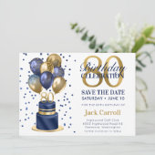 Save The Date 80e anniversaire Marine Blue Balloon Cake (Debout devant)
