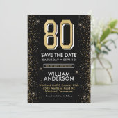 Save The Date 80e anniversaire noir moderne (Debout devant)