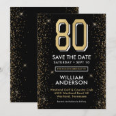 Save The Date 80e anniversaire noir moderne (Devant / Derrière)