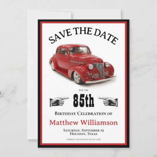 Save The Date 85e anniversaire 1939 Coupe Enregistrer la date (Devant)