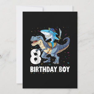 Save The Date 8 ans, 8e anniversaire Garçon requin Dinosaure Pri