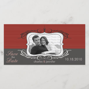Save The Date 8x4" Chic Déco rouge Enregistrer la date de l'anno